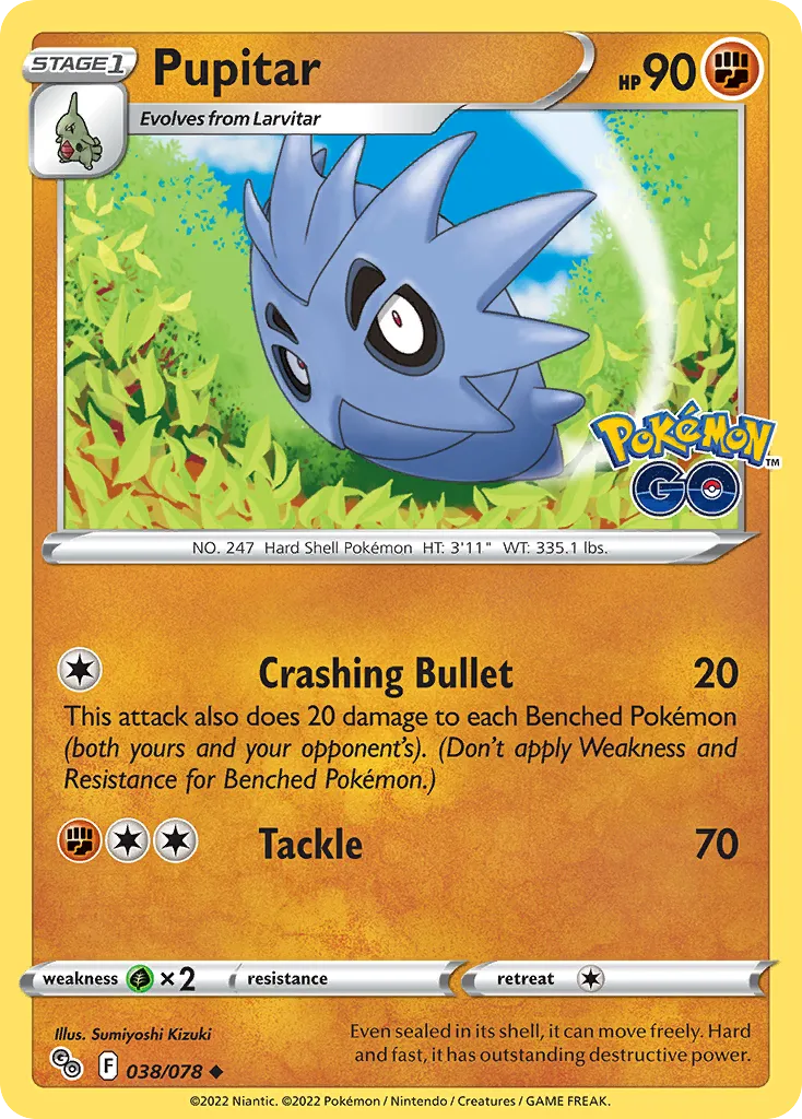 2022 Pokémon GO Pupitar Uncommon #38/78 Uncommon card image