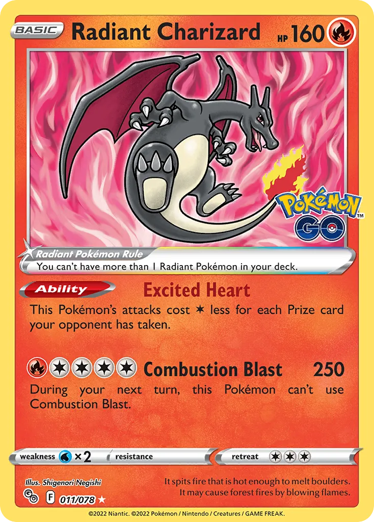 2022 Pokémon GO Radiant Charizard Radiant Rare #11/78 Radiant Rare card image