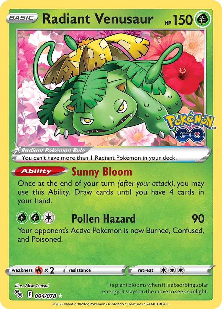 2022 Pokémon GO Radiant Venusaur Radiant Rare #04/78 Radiant Rare card image