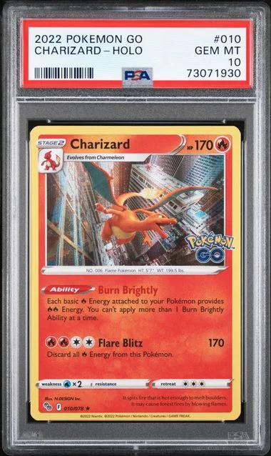 2022 Pokemon Go Rare Holofoil Charizard #010 card image