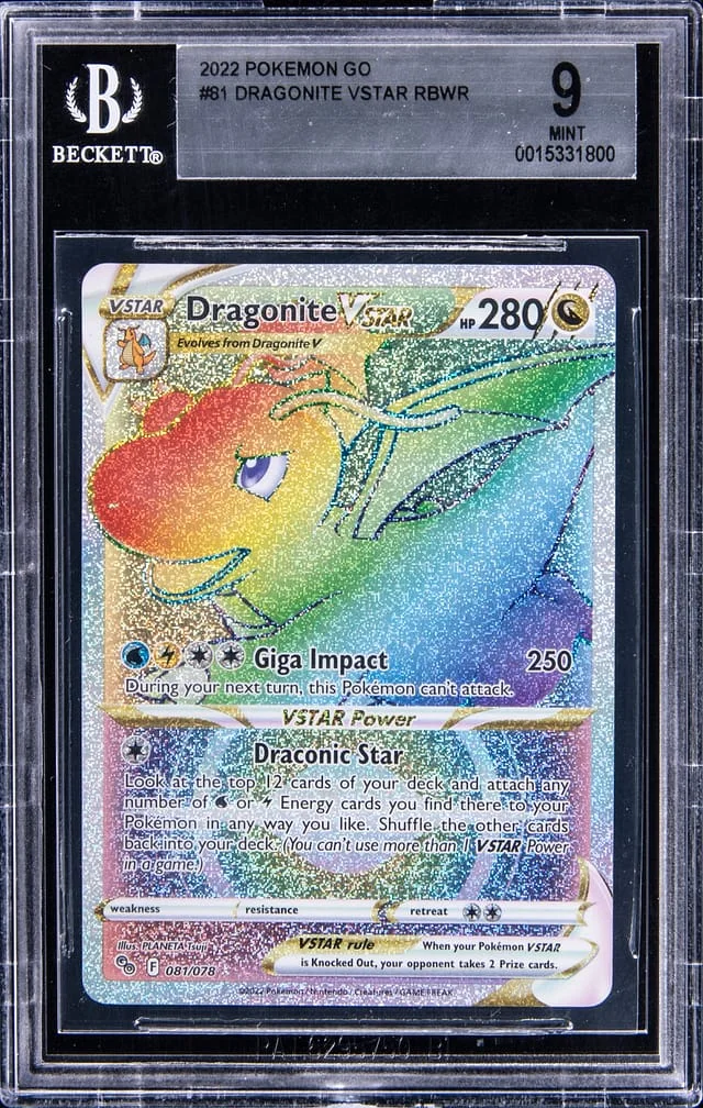 2022 Pokemon GO Secret Full Art Rainbow Rare Dragonite VSTAR #81 card image