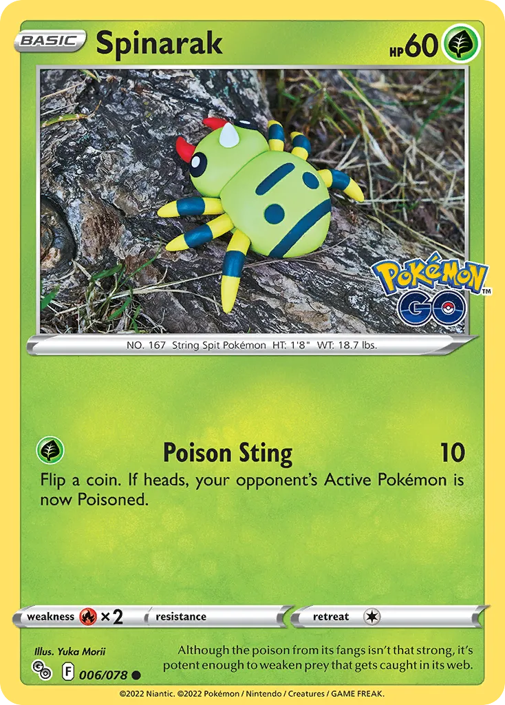 2022 Pokémon GO Spinarak Common #06/78 Common card image