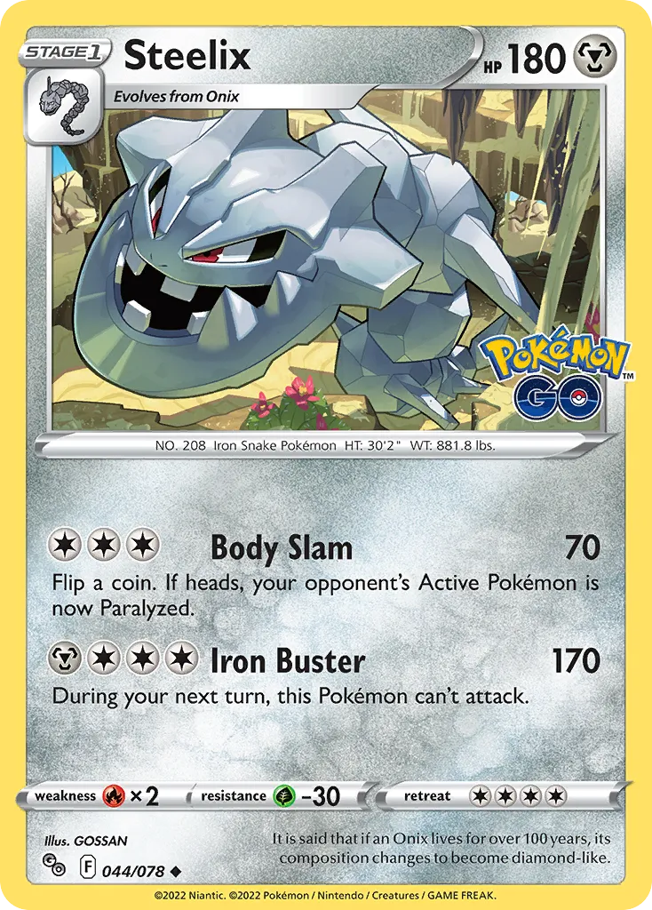 2022 Pokémon GO Steelix Uncommon #44/78 Uncommon card image