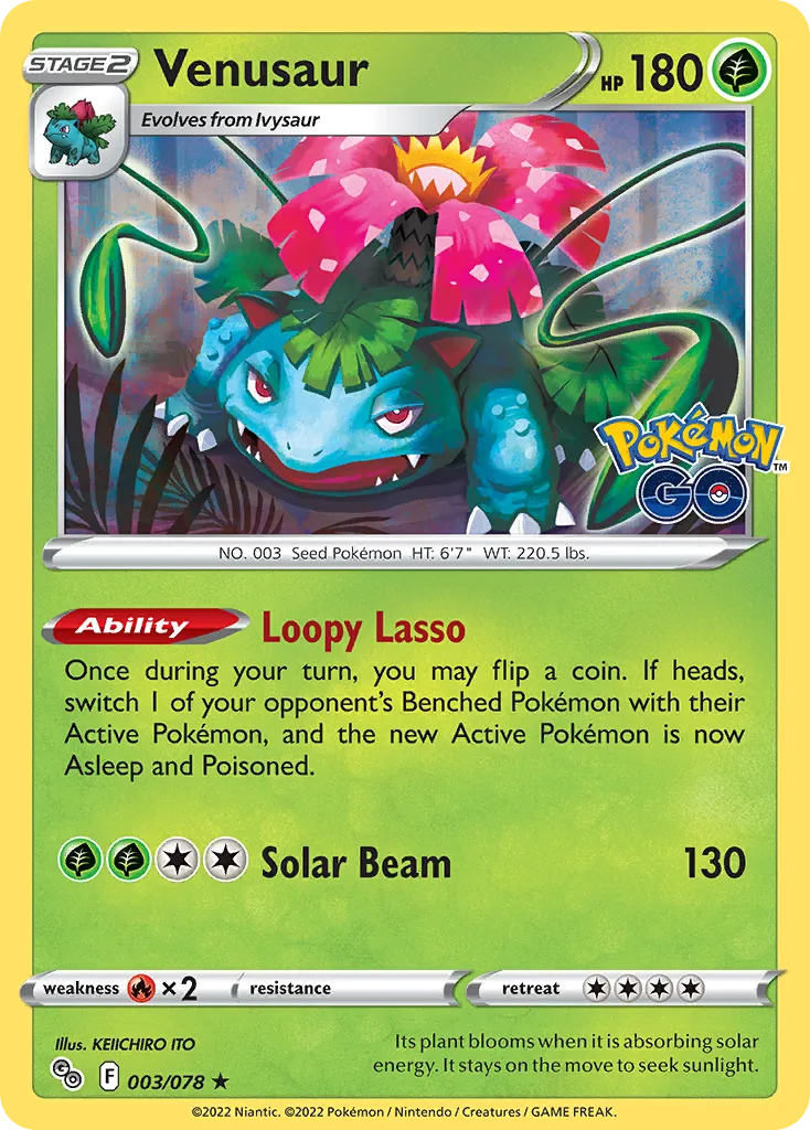 2022 Pokémon GO Venusaur Rare Holo #03/78 Rare Holo card image