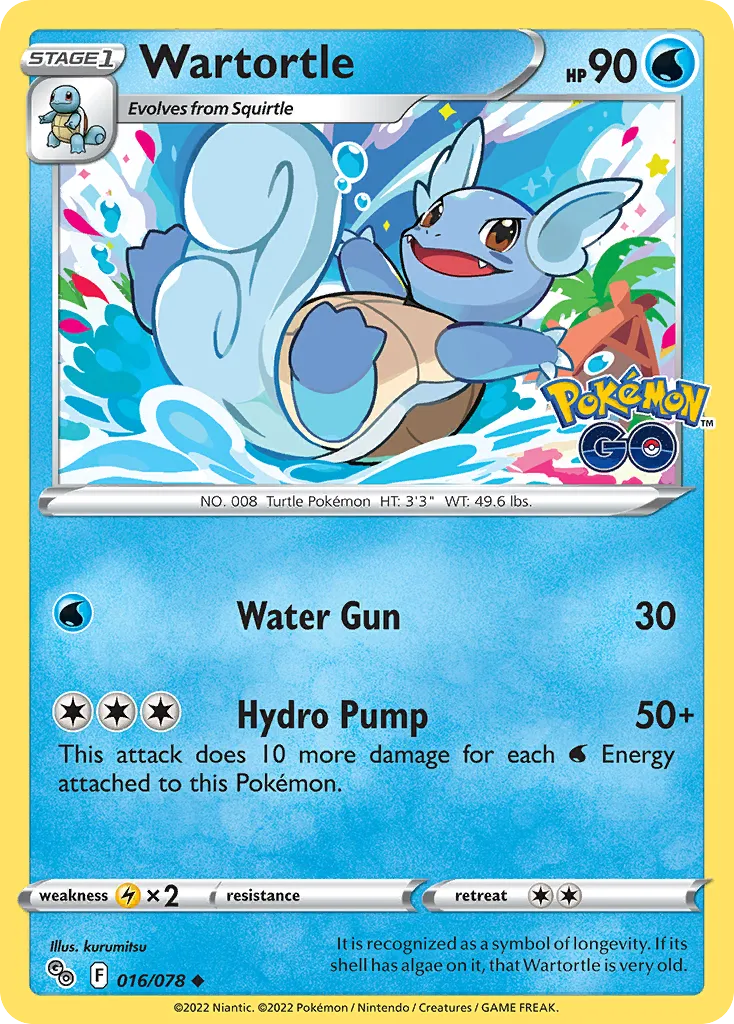 2022 Pokémon GO Wartortle Uncommon #16/78 Uncommon card image