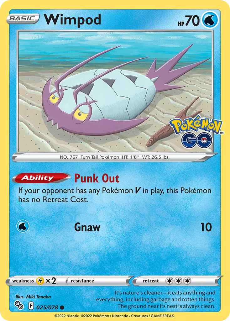 2022 Pokémon GO Wimpod Common #25/78 Common card image