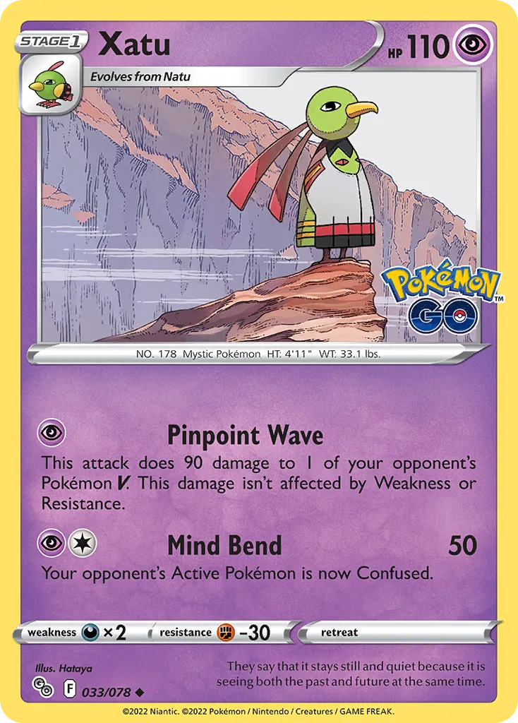 2022 Pokémon GO Xatu Uncommon #33/78 Uncommon card image