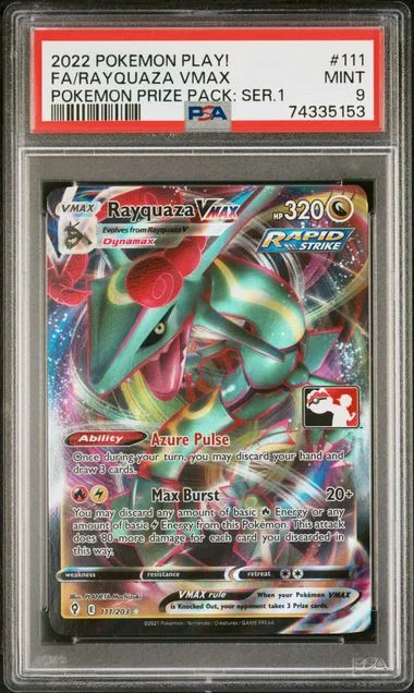 2022 Pokemon Play! Pokemon Prize Pack: Series 1 Full Art/Rayquaza VMAX #111 card image