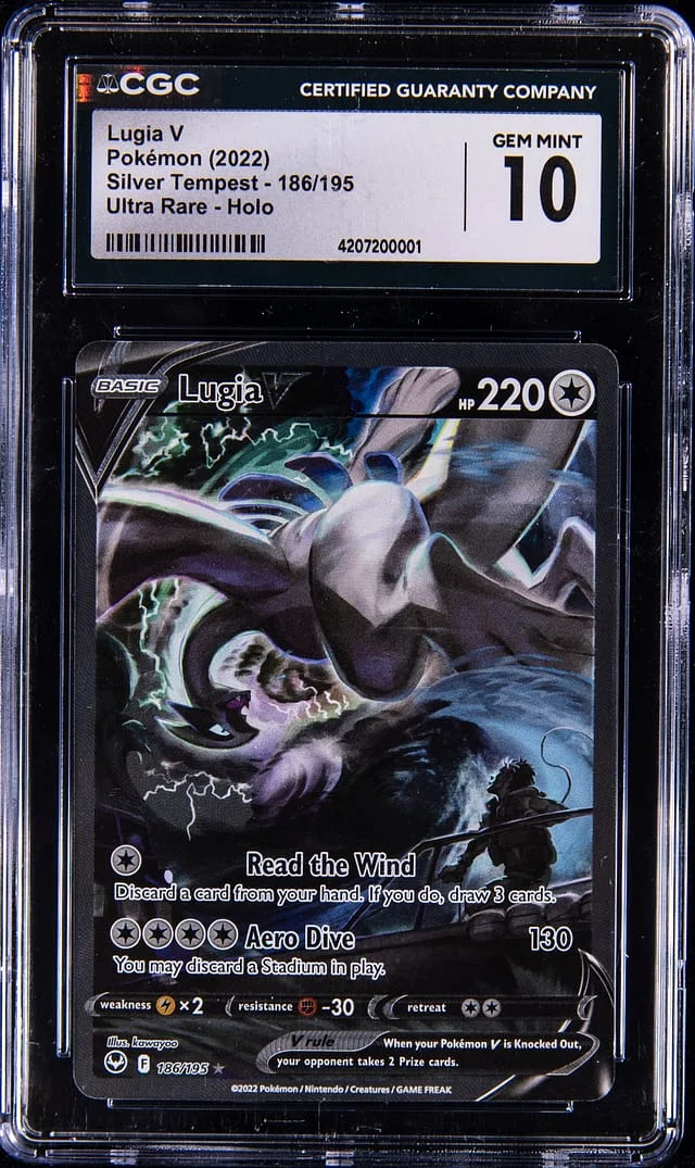 2022 Pokemon Silver Tempest Ultra Rare Holo Lugia V #186 card image