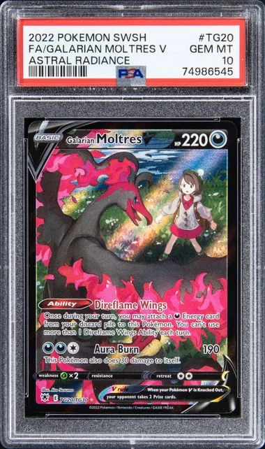 2022 Pokemon Sword and Shield Astral Radiance Full Art Galarian Moltres V #TG20 card image