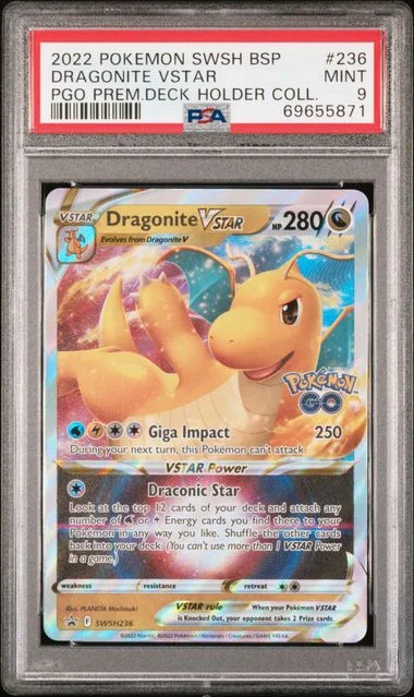 2022 Pokemon Sword and Shield Black Star Promo Pokemon Go Premier Deck Holder Collection Dragonite VSTAR #236 card image