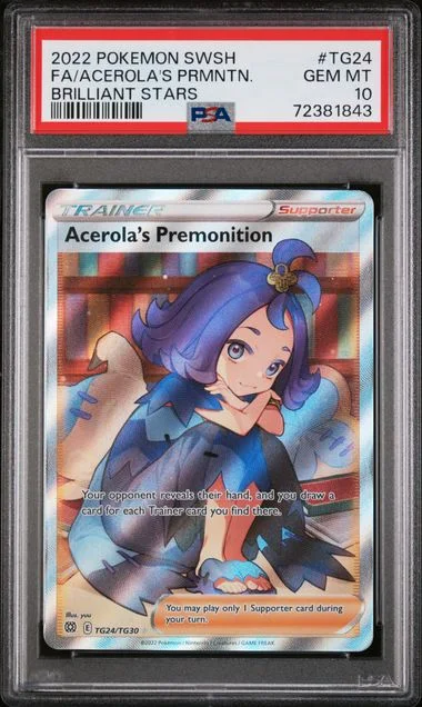 2022 Pokemon Sword And Shield Brilliant Stars Full Art Acerola's Premonition #TG24 card image