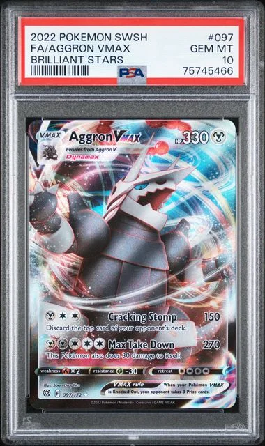 2022 Pokemon Sword and Shield Brilliant Stars Full Art Aggron VMAX #097 card image