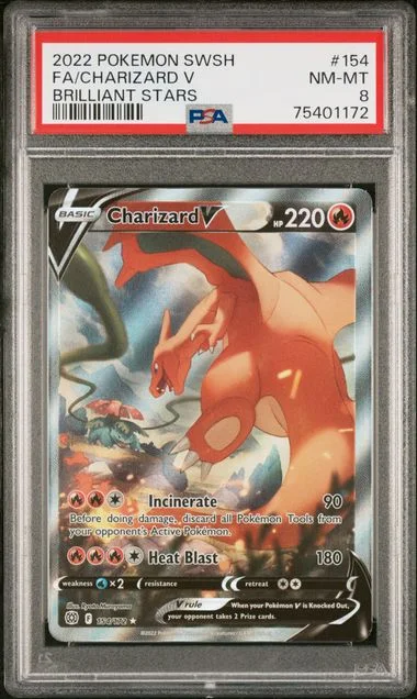 2022 Pokemon Sword And Shield Brilliant Stars Full Art Charizard V #154 card image