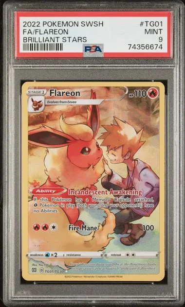 2022 Pokemon Sword and Shield Brilliant Stars Full Art Flareon #TG01 card image