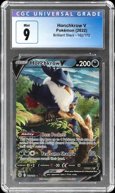 2022 Pokemon Sword And Shield Brilliant Stars Full Art Honchkrow V #162 card image