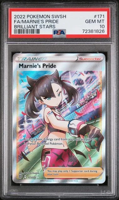 2022 Pokemon Sword And Shield Brilliant Stars Full Art Marnie's Pride #171 card image