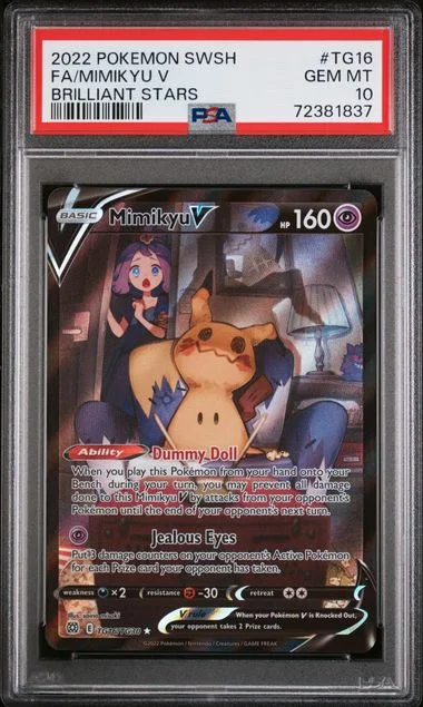 2022 Pokemon Sword And Shield Brilliant Stars Full Art Mimikyu V #TG16 card image