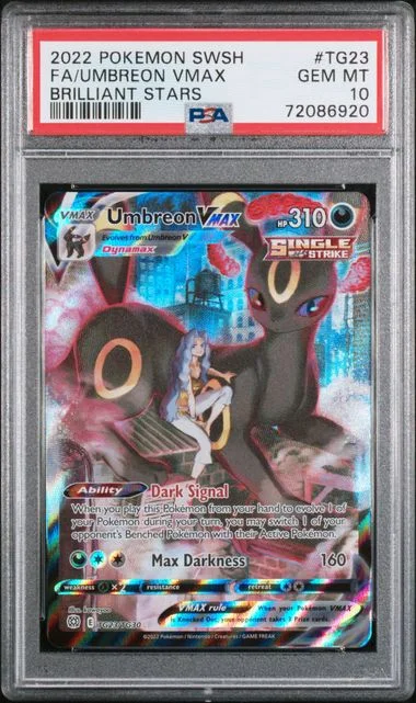 2022 Pokemon Sword And Shield Brilliant Stars Full Art Umbreon VMAX #TG23 card image