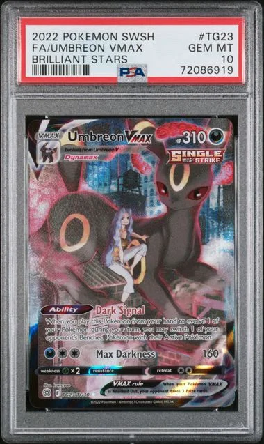 2022 Pokemon Sword And Shield Brilliant Stars Full Art/Umbreon Vmax #TG23 card image