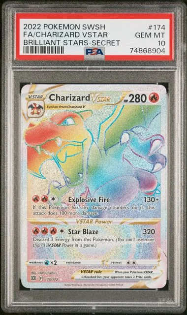 2022 Pokemon Sword and Shield Brilliant Stars Secret Full Art Charizard VSTAR #174 card image