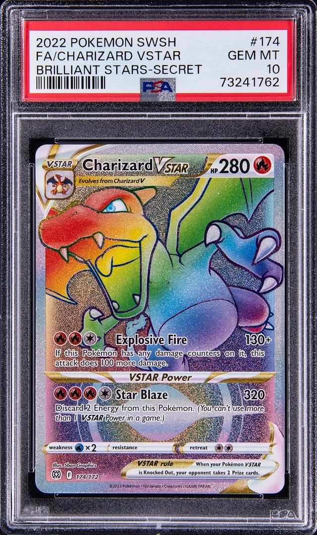 2022 Pokemon Sword and Shield Brilliant Stars Secret Full Art/Charizard Vstar #174 card image