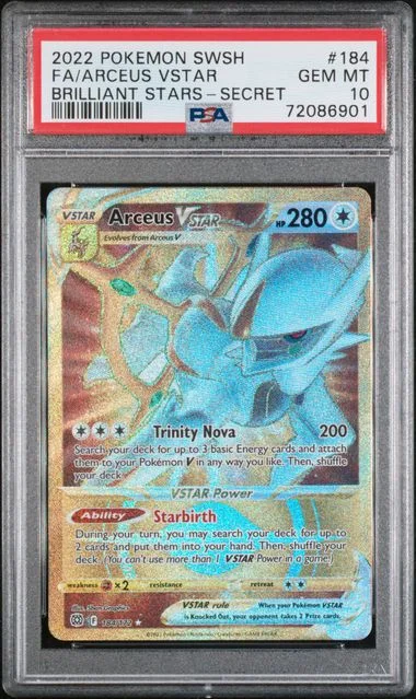 2022 Pokemon Sword And Shield Brilliant Stars Secret Rare Full Art Arceus VSTAR #184 card image