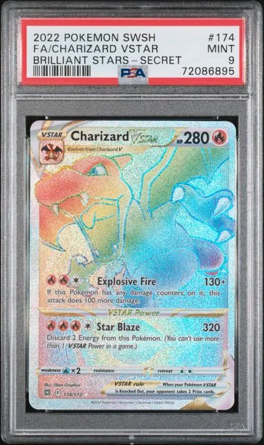 2022 Pokemon Sword And Shield Brilliant Stars Secret Rare Full Art Charizard VSTAR #174 card image