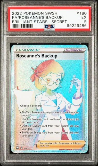 2022 Pokemon Sword and Shield Brilliant Stars Secret Rare Full Art Roseanne's Backup #180 card image