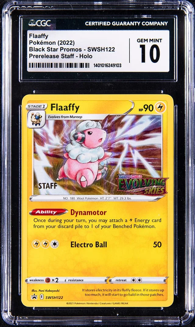 2022 Pokemon Sword and Shield Evolving Skies Prerelease Staff Promo Holo Flaaffy #122 card image