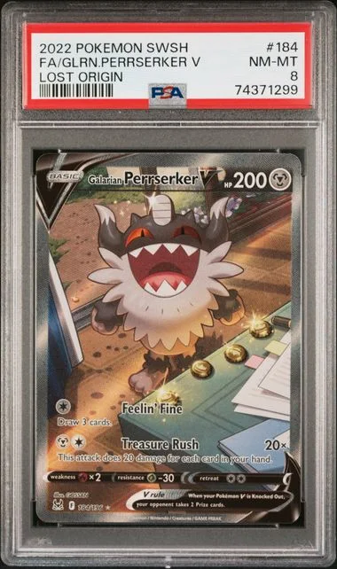 2022 Pokemon Sword and Shield Lost Origin Full Art Galarian Perrserker V #184 card image