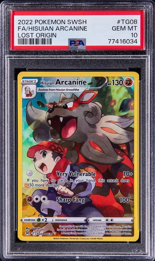 2022 Pokemon Sword and Shield Lost Origin Full Art Hisuian Arcanine #TG08 card image