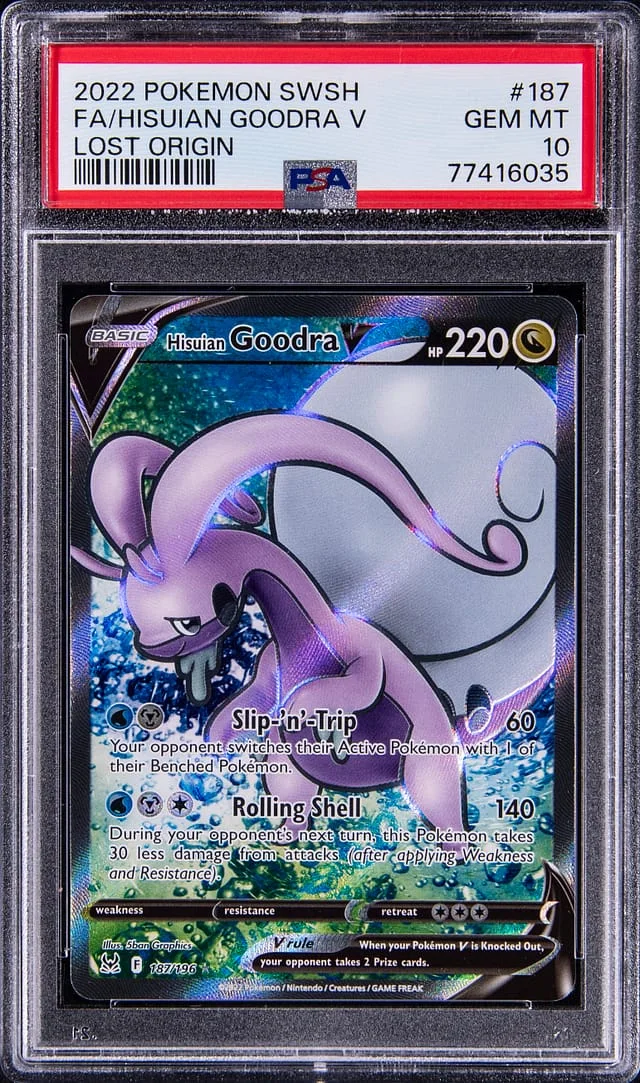 2022 Pokemon Sword and Shield Lost Origin Full Art Hisuian Goodra V #187 card image