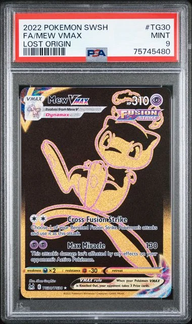 2022 Pokemon Sword And Shield Lost Origin Full Art Mew VMAX #TG30 card image