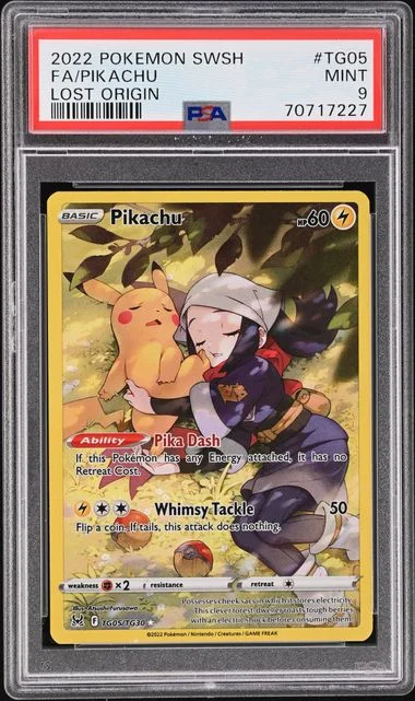 2022 Pokemon Sword and Shield Lost Origin Full Art Pikachu #TG05 card image