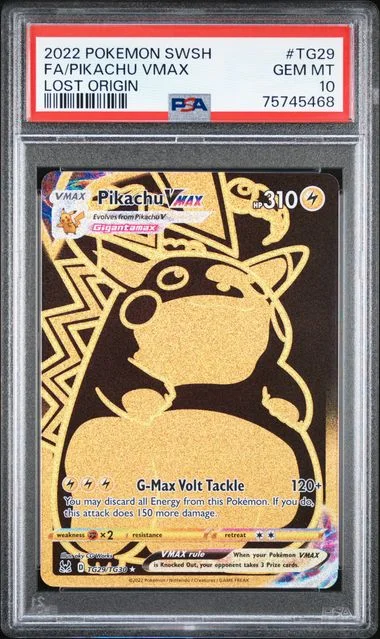 2022 Pokemon Sword And Shield Lost Origin Full Art Pikachu VMAX #TG29 card image
