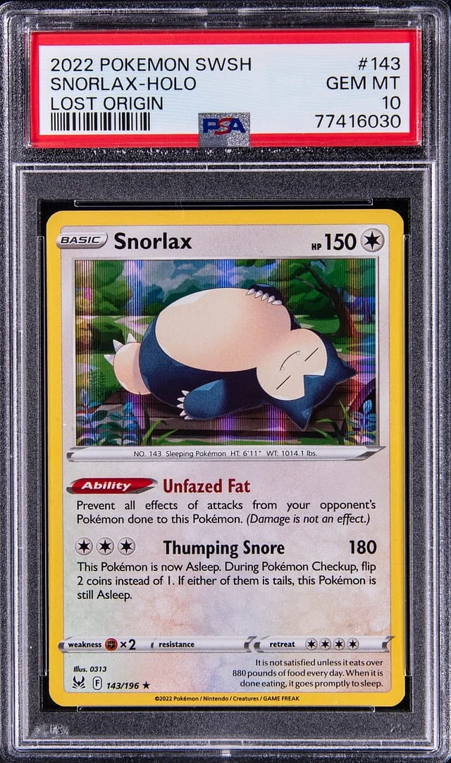 2022 Pokemon Sword and Shield Lost Origin Holo Snorlax #143 card image