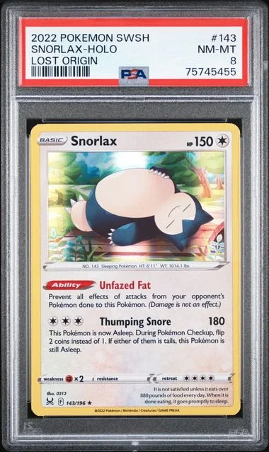 2022 Pokemon Sword And Shield Lost Origin Holofoil Snorlax #143 card image