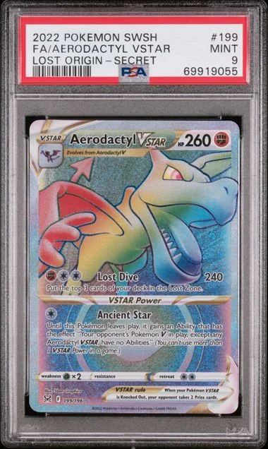 2022 Pokemon Sword And Shield Lost Origin Secret Full Art/Aerodactyl VSTAR #199 card image