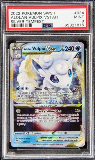 2022 Pokemon Sword and Shield Silver Tempest Alolan Vulpix Vstar #034 card image