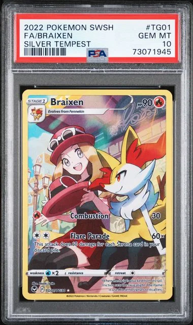 2022 Pokemon Sword and Shield Silver Tempest Full Art Braixen #TG01 card image
