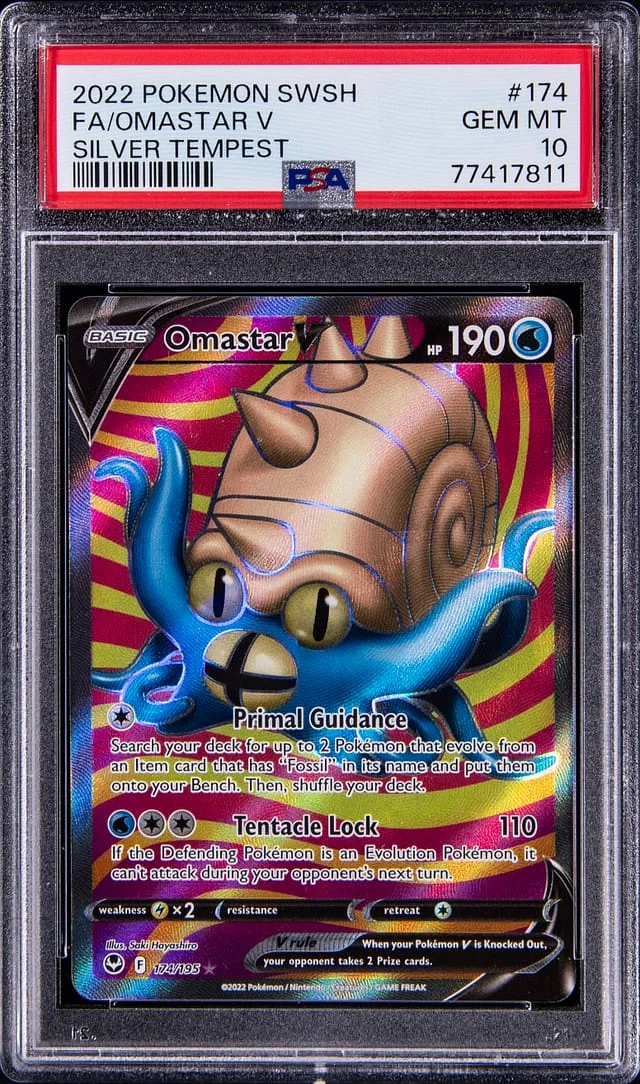 2022 Pokemon Sword and Shield Silver Tempest Full Art Omastar V #174 card image