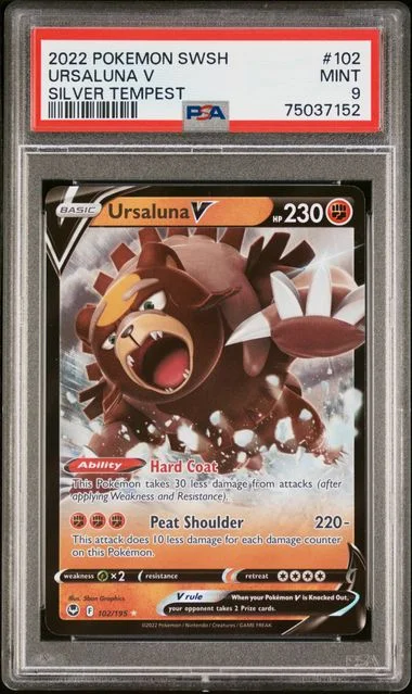 2022 Pokemon Sword and Shield Silver Tempest Full Art Rare Holofoil Ursaluna V #102 card image