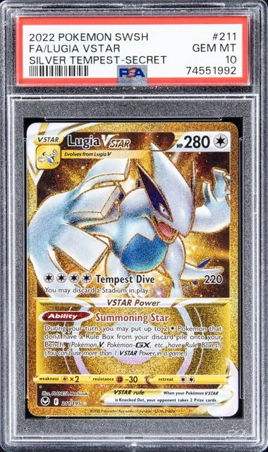 2022 Pokemon Sword and Shield Silver Tempest Full Art Secret Rare Lugia VSTAR #211 card image