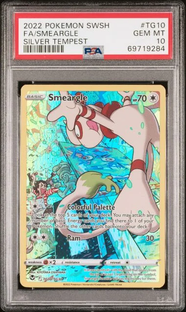 2022 Pokemon Sword and Shield Silver Tempest Full Art Smeargle #TG10 card image