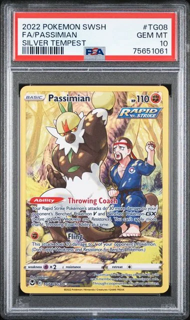 2022 Pokemon Sword And Shield Silver Tempest Full Art Trainer Gallery Rare Holofoil Passimian Rapid Strike #TG08 card image