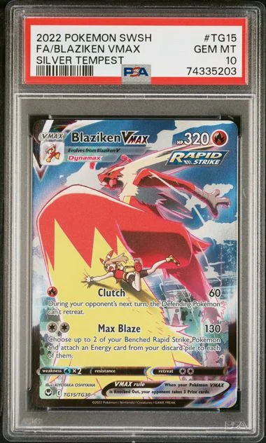 2022 Pokemon Sword and Shield Silver Tempest Full Art/Blaziken Vmax #TG15 card image