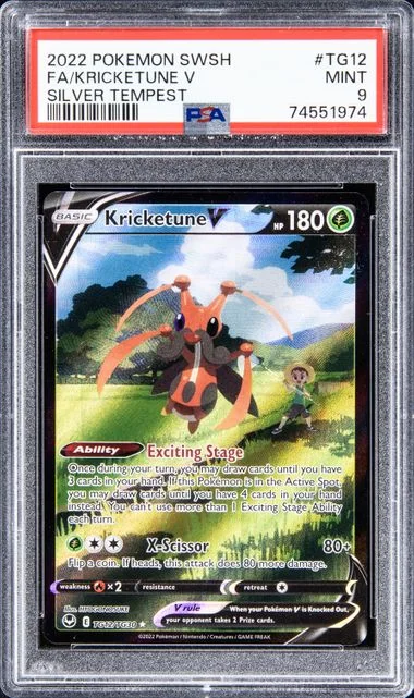 2022 Pokemon Sword and Shield Silver Tempest Full Art/Kricketune V #TG12 card image