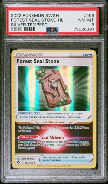 2022 Pokemon Sword and Shield Silver Tempest Holofoil Forest Seal Stone #156 card image
