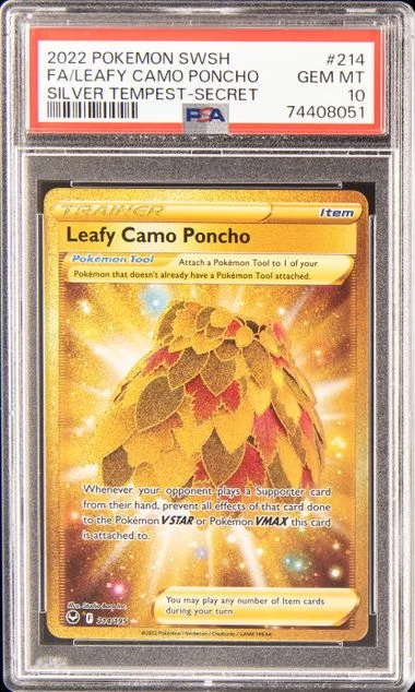 2022 Pokemon Sword and Shield Silver Tempest Secret Full Art Leafy Camo Poncho #214 card image
